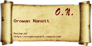 Orowan Nanett névjegykártya